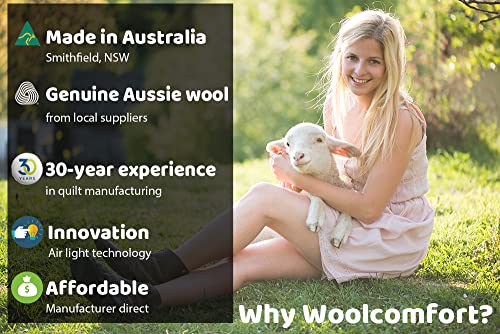Aus Made Luxury 100% Merino Wool Quilt Duvet Doona Blanket - Cotton Sateen Casing - Summer/Winter- 350/500 / 700GSM (700GSM, King)