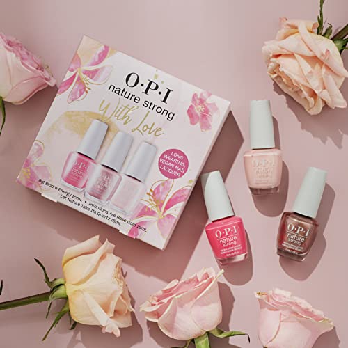 OPI NATURE STRONG Vegan Nail Polish, Natural Origin, Cruelty-Free Nail Lacquer - Trio Gift Set (Big Bloom Energy, Let Nature Take It's Quartz, Intentions Are Rose Gold)