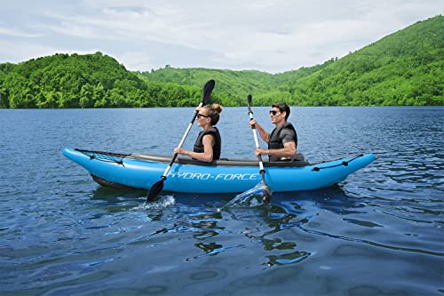 Bestway Hydro-Force 2-Person Cove Champion Inflatable Kayak Set | Includes Kayak, 2 Aluminum Paddles, Hand Pump, 2 Fins, and Carry Bag