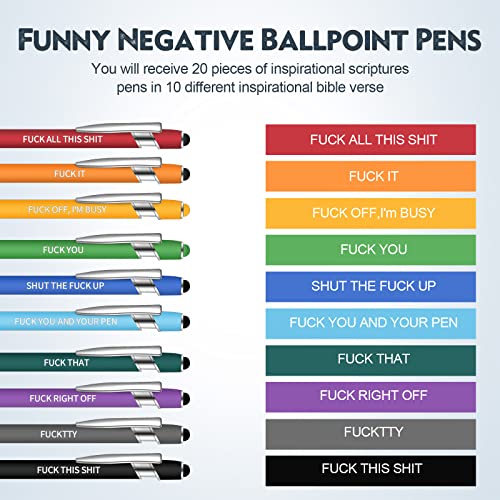 24 Pcs Snarky Office Pens Funny Ballpoint Pens Demotivational Pens Novelty  Office Supplies Quotes Rude Gifts Pens Vibrant Negative Passive Pens for  Classmates Colleagues, Black Ink, 12 Colors - Gersoniel - Stevens Books