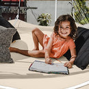Hangout Pod Free-Hanging Transportable Circular Family Hammock Bed/Hanging Chair/Porch Swing for Garden, Deck, Lawn, Patio and Camping. Cream & White