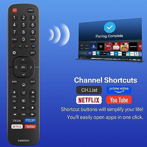 Universal Remote Control for Hisense Remote Control - Direct for All Hisense TV Remote Control LED Smart TVs, with Shortcut Buttons for Netflix, Prime Video, YouTube EN2BS27H