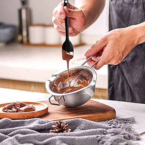 1000ML Double Boiler Pot with 2200ML Stainless Steel Pot and Silicone Spatula, Double Boiler Set for Melting Chocolate,Candy, Soap, Wax, Candle Making