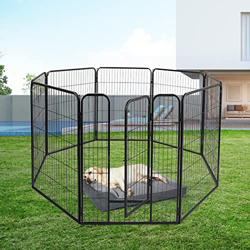 Pawz 8 Panel Fence Playpen for Dog, Size 32 Inch, Black