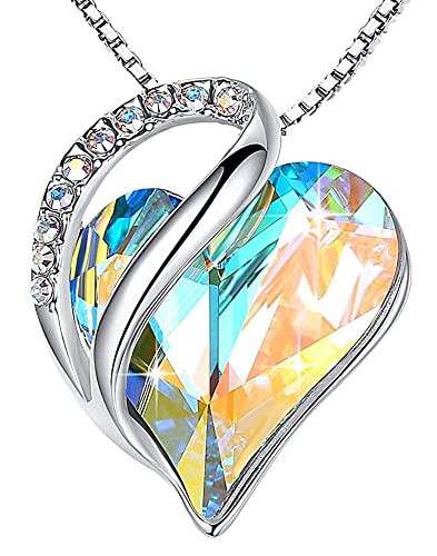 Leafael Infinity Love Heart Necklace, Birthstone Necklace for Women, Jewelry for Women with Healing Crystals, Allergy-Free Pendant Necklace