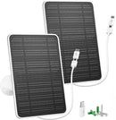 Solar Panel for Security Camera, 4W USB Solar Panel for DC 5V Security Camera, Micro USB & USB-C Port Solar Panel, IP65 Waterproof Solar Charger for Camera,360° Adjustable Mounting 3M Cable (2 Pack)