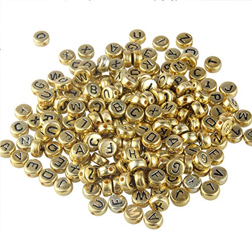 Zsail Letter Beads 1000pcs Acrylic Alphabet Letter Beads A-Z Letter for Jewelry Making (Gold)