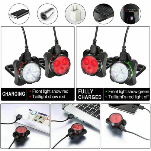 Rechargeable Waterproof Bicycle Bike LED Front Rear Tail Lights USB Mount