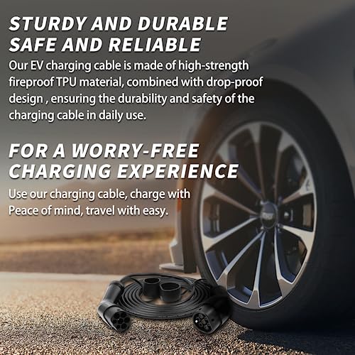 Type 2 to Type 2 EV Charging Cable for Electric Cars - 32Amp,22kW, 3-Phase,480V,5M Length Electric Vehicle Car Charger Station Accessories,Model 3 EV Charger with Carrying Bag,Meets IEC & AU Standards