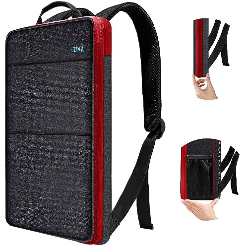 ZINZ Slim & Expandable Laptop Backpack Water Resistant School Travel Compatible with All Model MacBook Air/Pro 13-14 inch XPS 13 Surface 13.5'' and Most NoteBooks,Black Red, Black