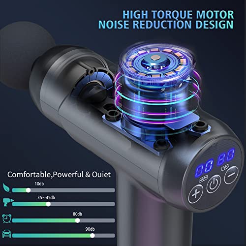 Massage Gun,Massager Muscle Massage Gun 99 Speeds Powerful Percussion Massager, Fascia Gun Muscle Gun with 6 Heads LCD Display, Handheld Muscle Body Massager for Body Pain Recovery