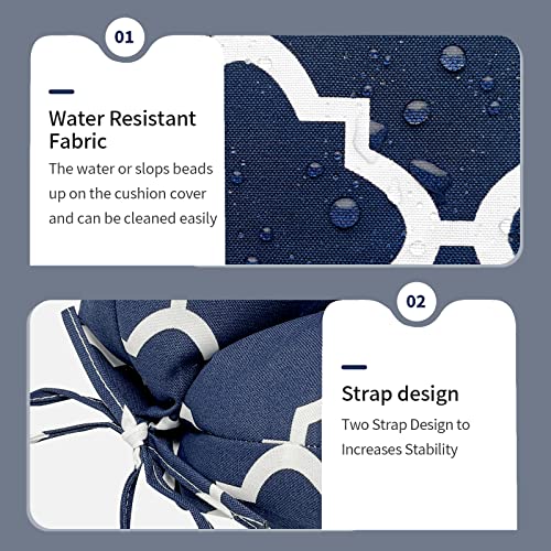 DYTXIII Set of 2 Outdoor High Back Chair Cushions 44"x 22",Water Repellent Rocking Chair Cushions Replacement, Seat/Back Chair Cushions for Patio,Porch,Balcony and Indoor - Geomentry Navy