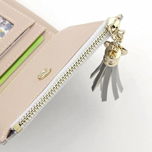 Women Wallet Short Small Coin Purse Ladies Folding Card Card Holder Leather with Multiple Card Slots and Zipper Closure