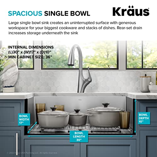 Kraus KHU100-32 32-inch 16 Gauge Undermount Single Bowl Stainless Steel Kitchen Sink