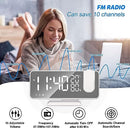 Projection Digital Alarm Clock for Bedroom, Beedove FM Radio Alarm Clock, Dual Alarm Clock with 3 Dimmer,Snooze,Timer,180°Rotatable Ceiling Projection Alarm Clock for Home Decor, Desk, Office, White