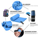 Microfiber Travel & Sports Towel Set - Quick Dry, Super Absorbent, Compact, Lightweight - for Camping, Backpacking, Hiking, Beach, Yoga, Swimming - Includes 2 Sizes + Carrying Bag & Clip (Set (30”x60” & 16”x32”), Blue)