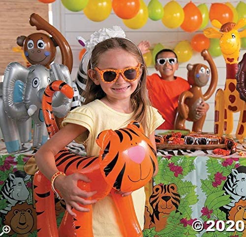 Zoo Safari Animals Inflates | Set of 6 | 16-24 inch | Inflatable Pool Toys and Party Decorations