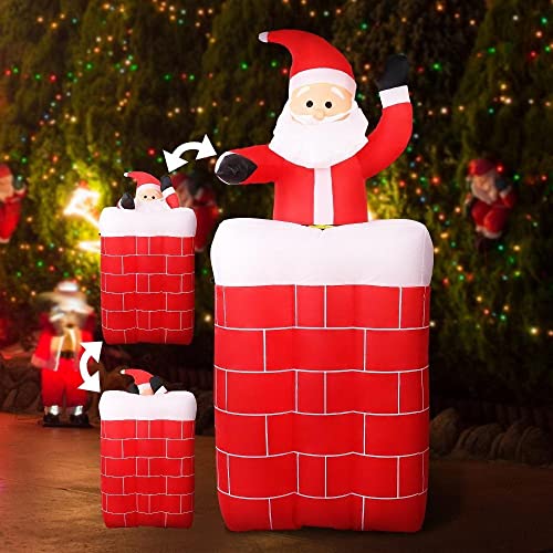 Jingle Jollys Christmas Inflatable Illuminated Santa, Outdoor Decorations, 1.8M Cold White LED Lights with Pegs and Ropes Set Built-in Pump Lawn Yard Decor