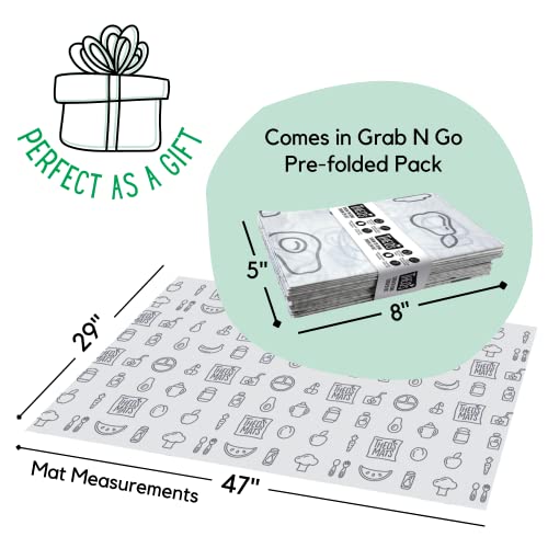 THEO'S MATS 60 Count Disposable Mats for Under High Chair - 100% Biodegradable & Compostable 47" x 29" Splat Mat Floor Covering | Baby Led Weaning Supplies for Home or Restaurants