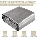 Yescom 40x50ft Heavy Duty Reinforced Poly Tarp Waterproof Tarpaulin 10-mil Ground Sheet Camping Tent Cover with Eyelets