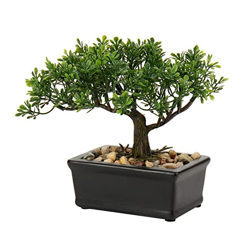 U/S Bonsai Tree, Fake Plants Ceramic Potted Tree Artificial Japanese Cedar Bonsai Tree Decoration for Home Desk Office Bathroom Kitchen Farmhouse Indoor/Outdoor (Bonsai Tree