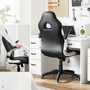 SONGMICS Racing Office Chair with 79 cm High Back Adjustable Armrest and Tilt Function Swivel Desk Computer Chair PU,Black, OBG28BUK