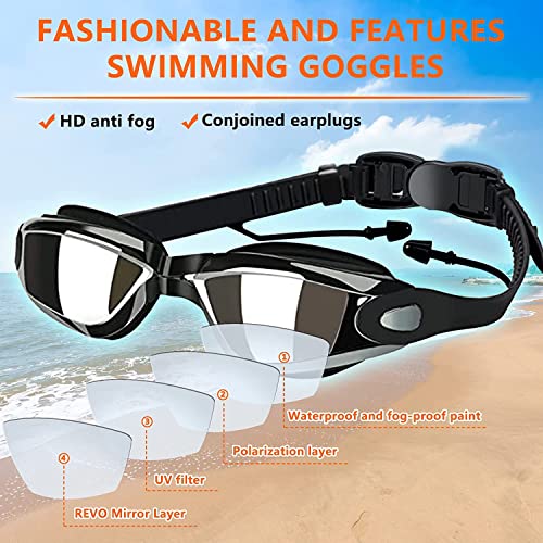 IODOO Swim Goggles, Swimming Goggles Anti Fog No Leaking For Adult Women Men Kids 8+