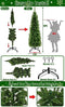 TURNMEON 5 Feet Pencil Christmas Tree Decoration with Thick 380 Tips, Metal Stand,Premium Realistic Spruce Branch Artificial Christmas Slim Tree Decor Home Indoor Outdoor Party Holiday (Spruce Green)
