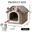 Cat Bed and Small Dog Bed, Self-Warming Cat Tent Cave for Kittens and Small Dogs Triangle Cat House Hut with Washable Cushion for Outdoor and Indoor (Medium, Grey)