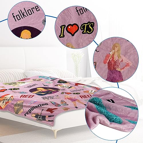 Artlunar Singer Inspired Throw Fleece Blanket Gifts for Music Lovers Women Girls, Cozy Travel Blanket Perfect for Sofa Bed  (Purple-6042, 60" x 50")