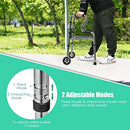 Costway Folding Walker, 200KG Weight Capacity Aluminum Alloy Adult Walker w/ Unidirectional Wheels & Bi-Level Armrests, 7-Height Adjustable, Fixed Mode & Interactive Mode, Lightweight Portable Medical Walking Aid for Senior, Elderly, Disabled, Outside & I
