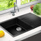 Cefito Stone Kitchen Sink 86 x 50cm Single Bowl Black Sinks Granite, Laundry Bathroom Home Basin, Handmade Heavy Duty Drain Board Include Waste Strainer