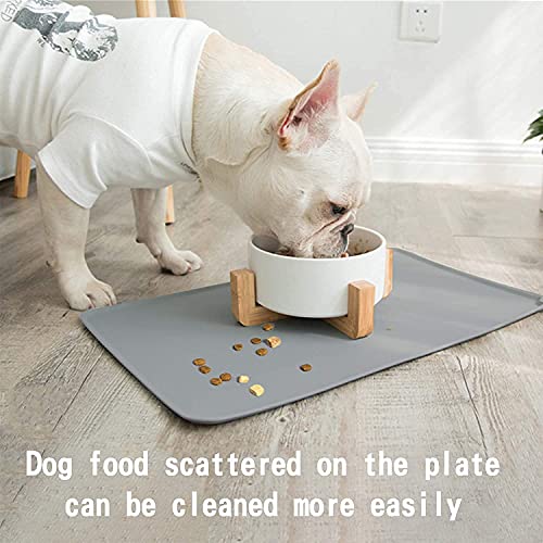 Pet Waterproof Feeding Mat Tray, Proxima Direct Silicone Dog Cat Bowl Mat, Dog Food Mat,Silicone Non Slip Place mat for Pet Food(18.7" x 11.81") (Grey)