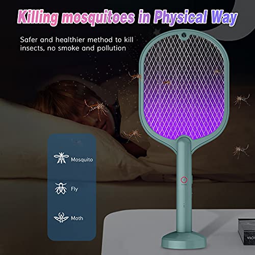 Staright 2 in 1 Bug Zapper Racket Mosquito Killer Lamp USB Reable 3000V Electric Fly Swatter with Hook for Home Outdoor