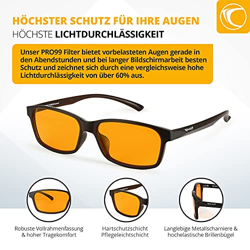 PRiSMA - Freiburg PRO99 99% Blue Light Filter Glasses - Men and Women - for Work PC and TV - Reduce Eye Strain - Sleep Better