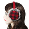 ZLYC Women Fashion Knit Faux Fur Ear Warmers Winter Outdoor Earmuffs (Plaid Red)