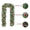 Glitzhome 2PK 6FT Glittered Pinecones and Berries Christmas Garland with 50 Warm White Lights and Timer for Christmas Holiday Party Hanging Decorations