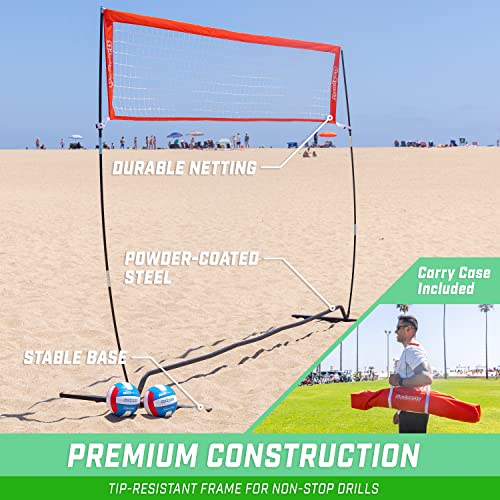 GoSports Freestanding Volleyball Training Net for Indoor or Outdoor Use - Instant Setup and Height Adjustable - 12 ft or 20 ft Sizes