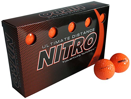 Nitro Long Distance High-Durability Golf Balls (15PK) All Levels- Ultimate Distance Titanium Core High Velocity Great Stop & Sticking Ability Golf Balls USGA Approved-Total of 15-Orange