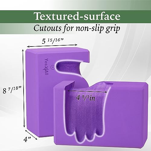 Yes4All Yoga Blocks 2 Pack Wrist Support, Comfort, and Grip Strength, Support for Balance Fitness and Exercise, EVA Foam Blocks Pilates Yoga Brick Yoga Accessories