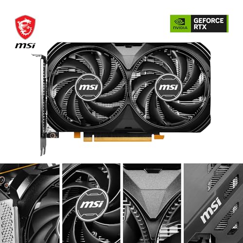 MSI GeForce RTX 4060 Ventus 2X Black 8G OC Graphics Card -NVIDIA RTX 4060, 8 GB GDDR6 Memory, 17 Gbps, PCIe 4.0, DLSS3