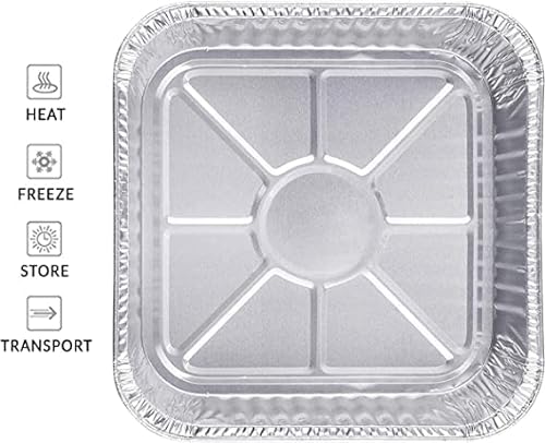 Packware Square Disposable Aluminum Foil Tray - Premium Quality Aluminum Foil with Leakage-Proof, Durable, Recycled Material - Catering, Baking, Roasting, Grill & Much More - 20x20x5cm (20 Pack)