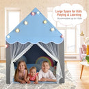 HONEY JOY Kids Play Tent, Large Playhouse with Star Ornaments, Washable Mat, Windows, Indoor Outdoor Princess Tent for Boys & Girls, Children Castle Fairy Tent, Holiday Birthday Gift (Blue)