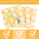 AURORAPARTY 1220pcs Classic Winnie Bear Baby Shower or Birthday Party Supplies Pooh Baby Shower Plates Napkins Cups Gender Neutral Birthday Decoration Tableware Set Serves 24