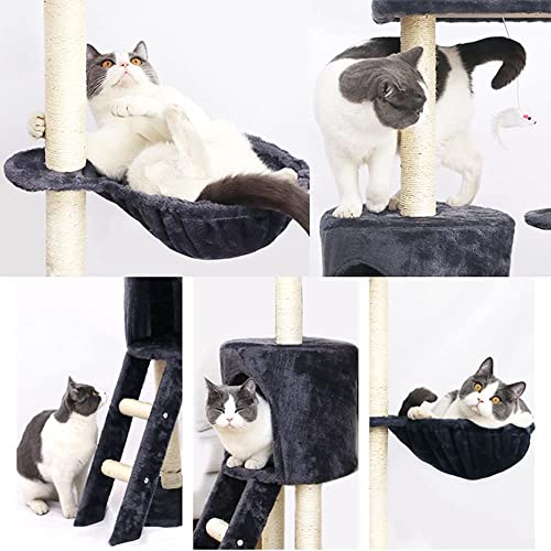 Mofish Cat Tree Stable Wooden Cat Tower Multi-Level Cat Condo with Plush Perch & Toys Cat Climbing Stand with Sisal-Covered Scratching Post Cat Furniture for Large Cats Play House for Kitten Indoor