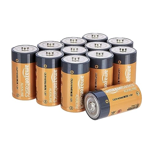 Amazon Basics 12 Pack C Cell All-Purpose Alkaline Batteries, 5-Year Shelf Life, Easy to Open Value Pack