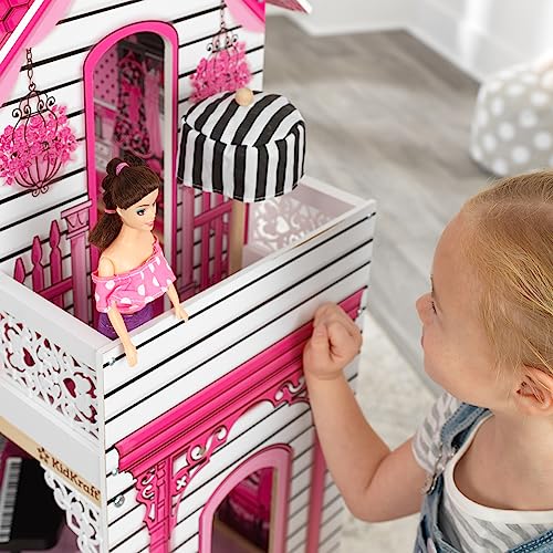 KidKraft Amelia Wooden Dolls House with Furniture and Accessories Included, 3 Storey Play Set with Lift for 30 cm/12 Inch Dolls, Kids' Toys, 65093