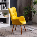 (Yellow) - Roundhill Furniture AC155YL Doarnin Silky Velvet Tufted Button Accent Chair, Yellow