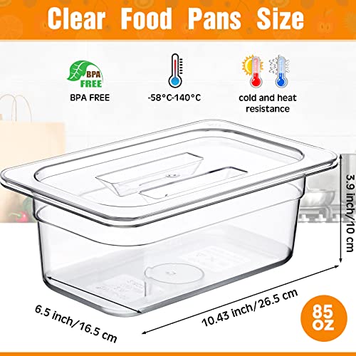 10 Pack Clear Food Pans with Lid Acrylic Transparent Food Pan Stackable Plastic Pan with Capacity Indicator Food Storage Containers Restaurant Supplies Hotel Pan for Fruits Vegetables (4 Inch High)