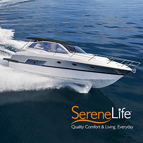 SereneLife Waterproof Boat Bimini Top Cover - 79-84" W 3 Bow Bimini Top Sun Shade Boat Canopy - 1" Double Wall Aluminum Frame Tubes, 2 Front Straps, 2 Rear Support Poles, Storage Boot SLBTW84G, Gray